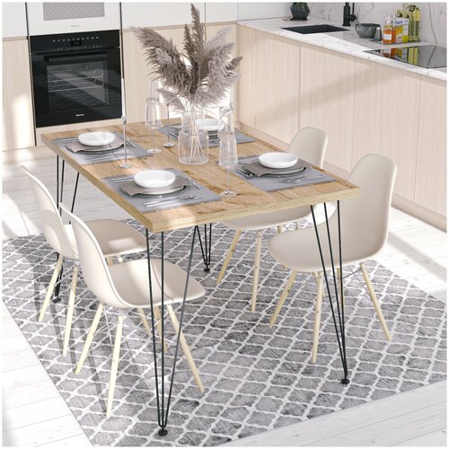 Обеденный стол SKANDI XplaceHOME дуб вотан, опоры лофт