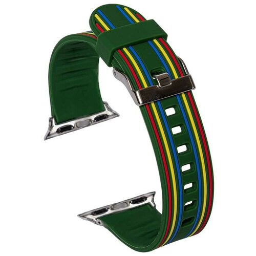 Ремешок силиконовый Apple Watch 42/44. Зеленый с желтым.