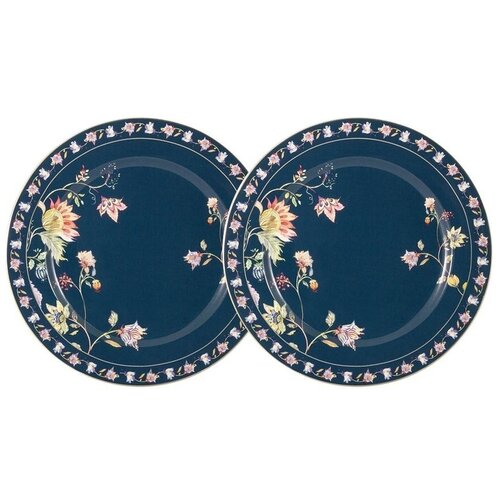 Набор закусочных тарелок Флора синий. 20.5 см. 2 шт