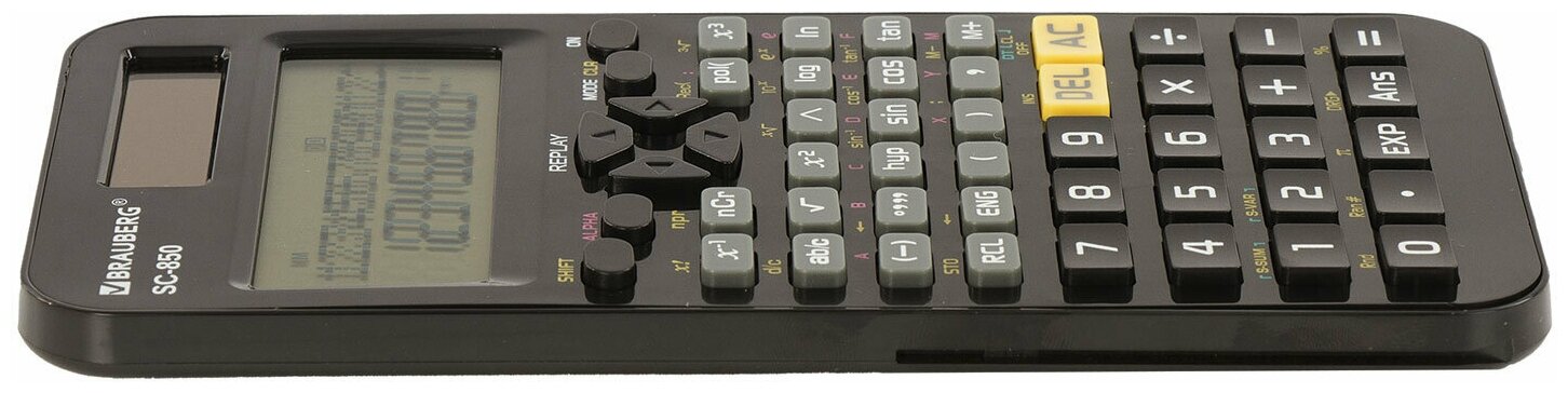 Калькулятор инженерный Brauberg двухстрочный SC-850 (163х82 мм), 240 функций, 10+2 разрядов, двойное питание, черный, 250525