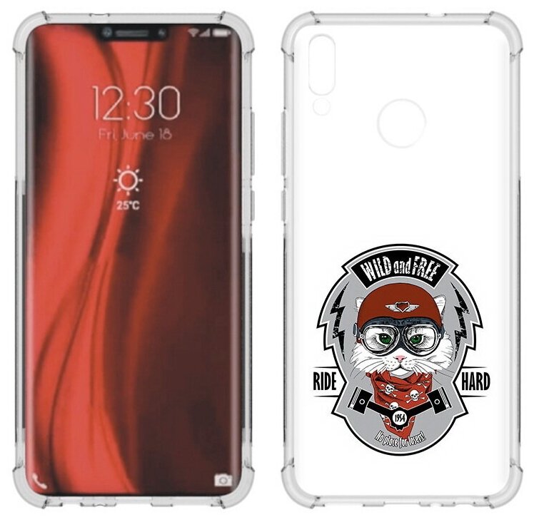 Чехол задняя-панель-накладка-бампер MyPads кошка в шлеме для Huawei Honor 8X (JSN-L21) 6.5 противоударный