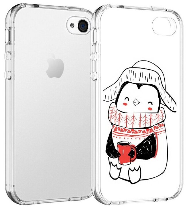 Чехол задняя-панель-накладка-бампер MyPads Милый пингвин для iPhone 4/4S противоударный