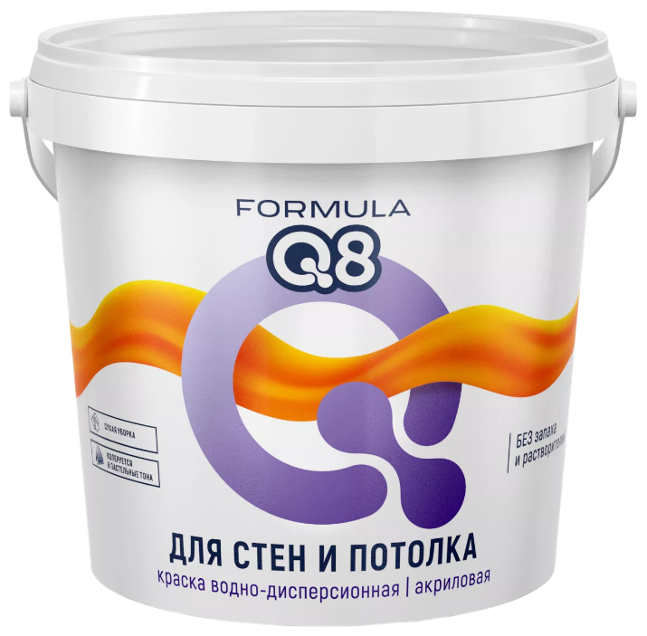 Краска для стен и потолка водно-дисперсионная Formula Q8, матовая, белая, 1,5 кг