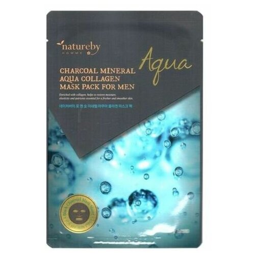 Natureby, Маска для лица Charcoal Mineral Aqua Collagen, 25 г