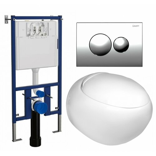 Комплект 3 в 1 инсталляция Loranto 4501 + Подвесной унитаз WeltWasser Jeckenbach + кнопка хром