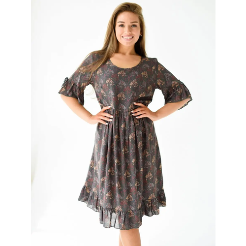 фото Платье текстильный край, размер 44, коричневый