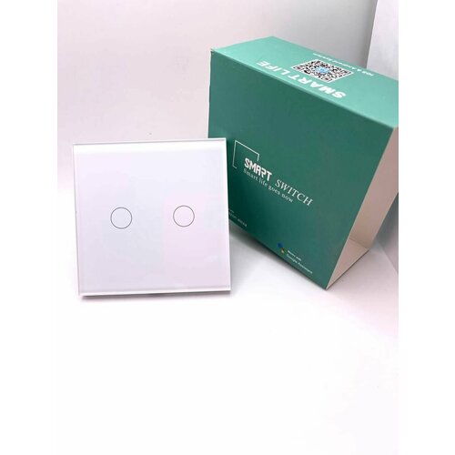 Умный Zigbee сенсорный выключатель Tuya Smart с Алисой белый 2 клавиши