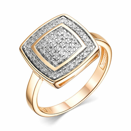 Кольцо Dewi, красное золото, 585 проба, бриллиант, размер 17.5, ширина 19 мм, золотой, белый серьги из золота с бриллиантами яхонт ювелирный арт 146987
