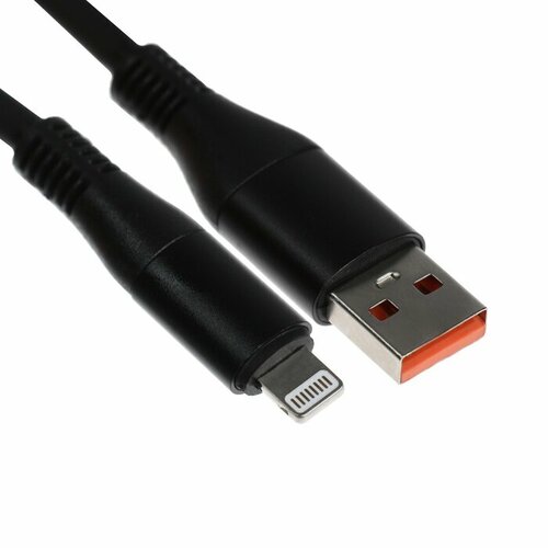 Кабель Lightning - USB, 5 A, оплётка TPE, утолщенный, 1 метр, чёрный кабель lightning usb 5 a оплётка tpe утолщенный 1 метр оранжевый