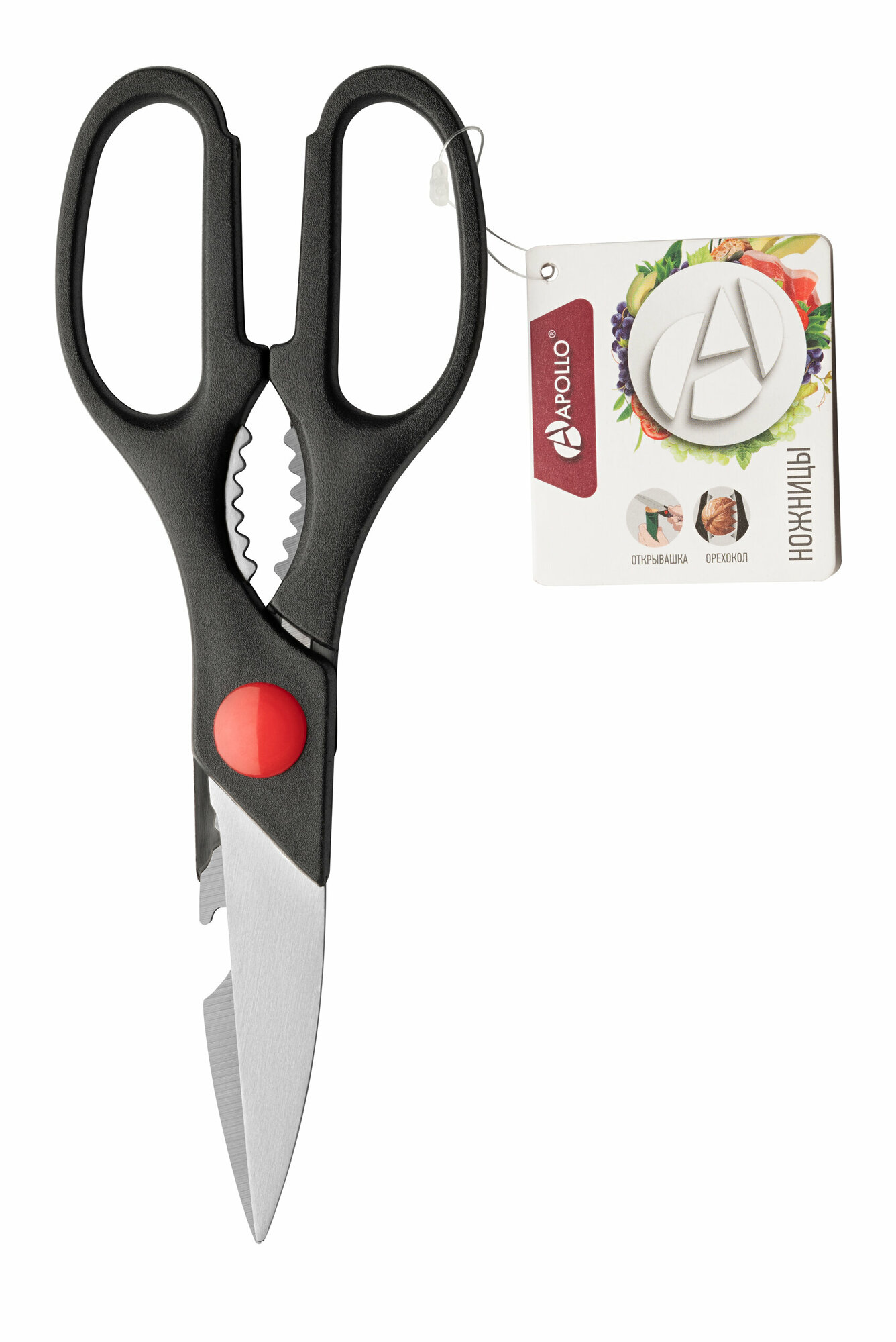 фото Ножницы кухонные + открывалка, рыбочистка, орехокол APOLLO