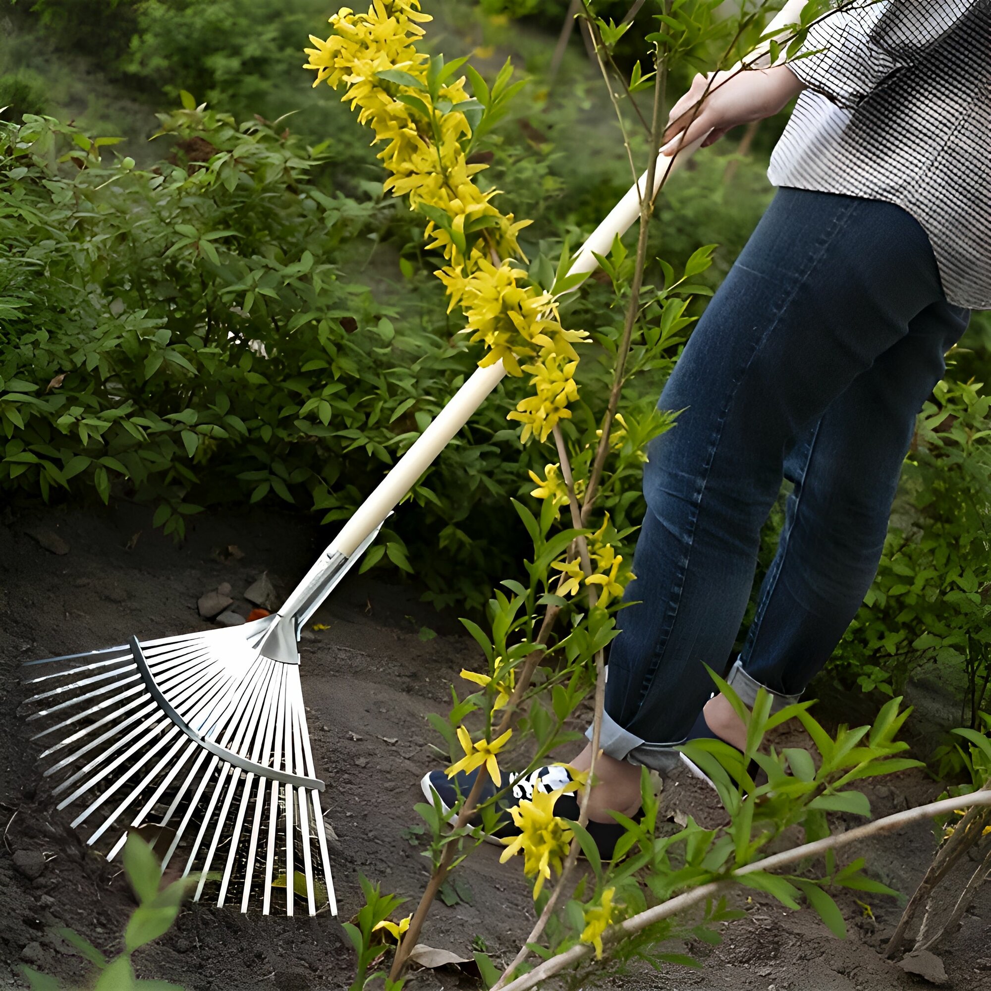 Грабли веерные Fiskars 22 зуба 173 см сталь с черенком - фото №10