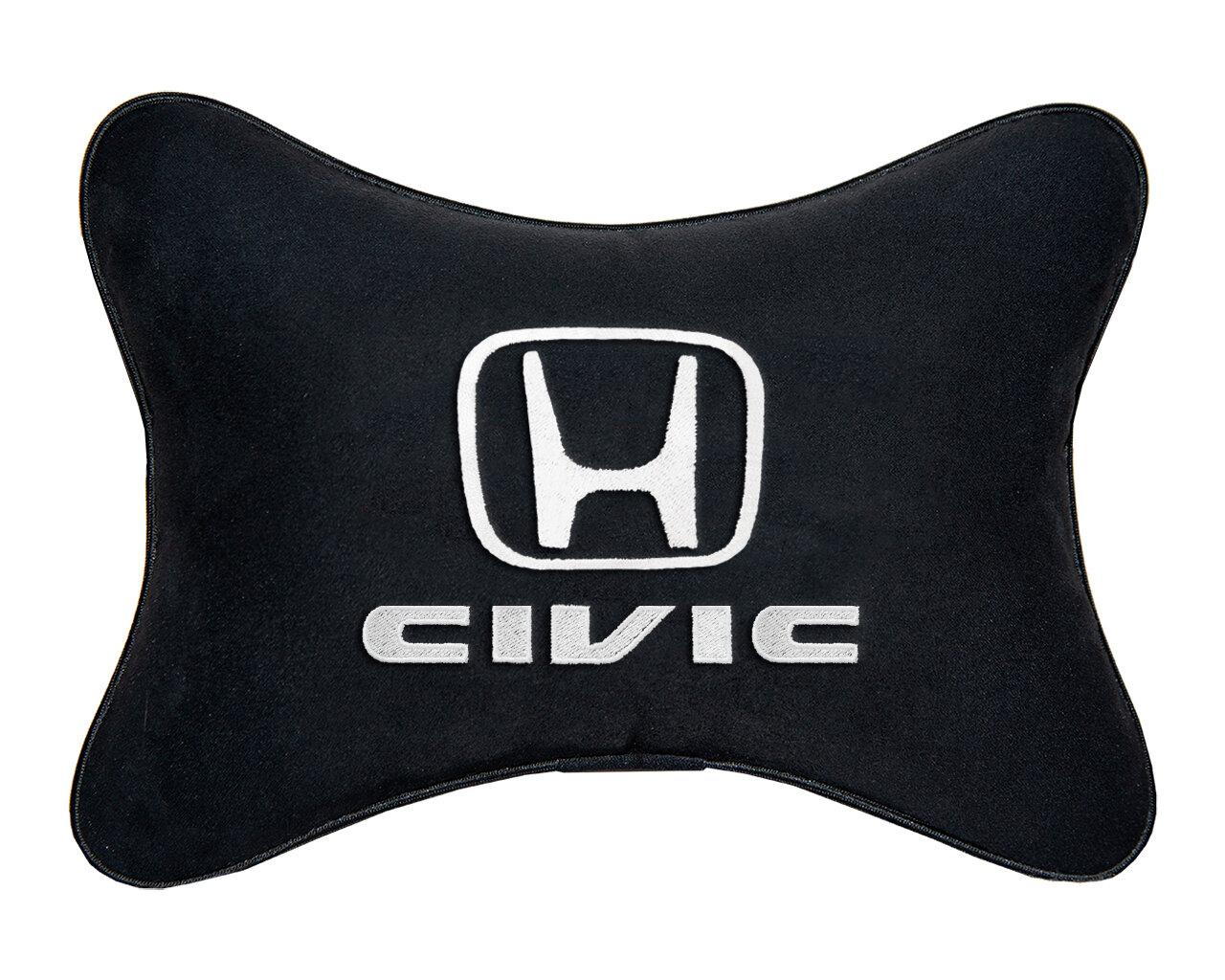 Автомобильная подушка на подголовник алькантара Black с логотипом автомобиля HONDA Civic
