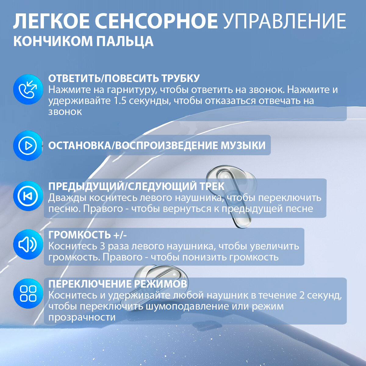 Беспроводные Bluetooth наушники с шумоподавлением Tech Fusion — фото 1