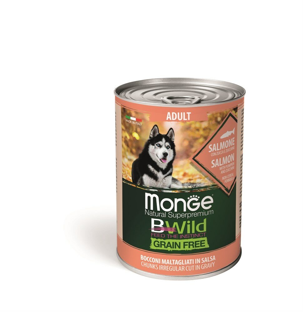 Влажный корм для собак Monge BWild Grainfree Adult из лосося с тыквой и кабачками 0,4 кг - фото №13