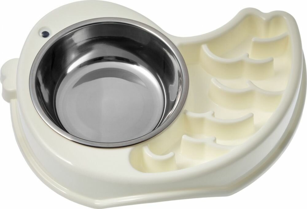 фото Миска для животных "умное кормление", 29х21х5см, нерж. сталь, пластик, белый Bradex TD 0733