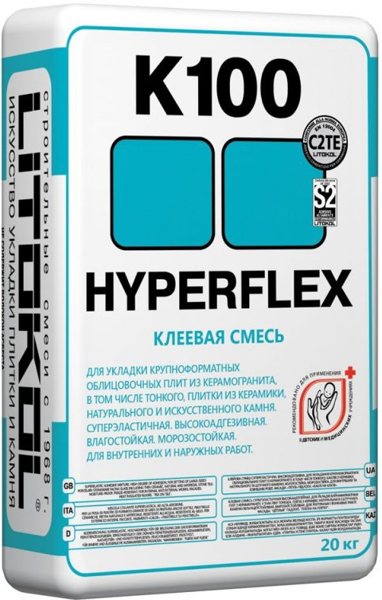 Litokol Клеевая смесь для плитки HYPERFLEX K100, серый, мешок 20 кг