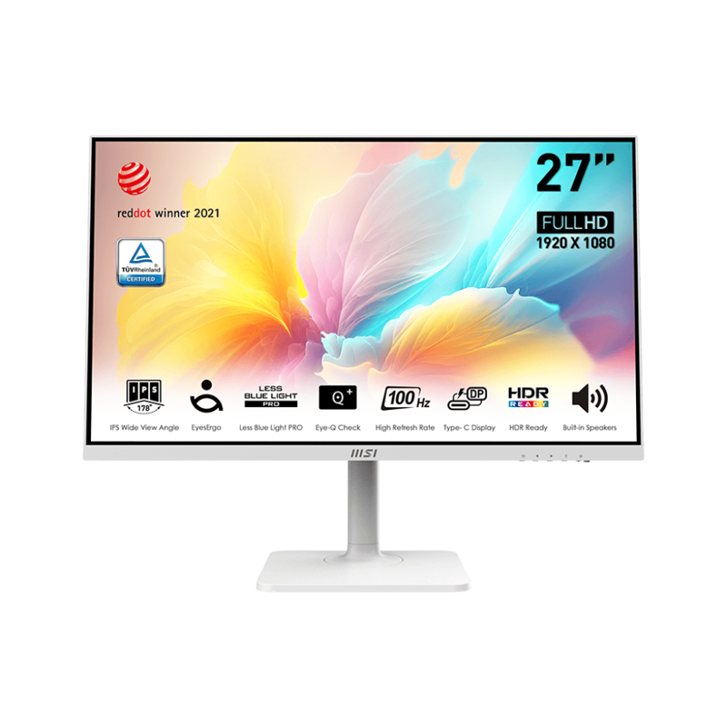 Монитор MSI 27" Modern MD2712PW белый IPS LED 1ms 16:9 HDMI M/M матовая HAS Piv 300cd 178гр/178гр 1920x1080 100Hz FreeSy