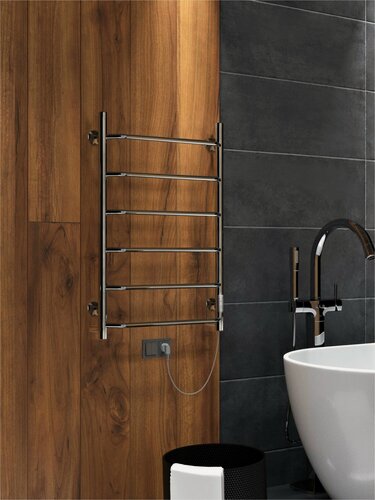 Изображение товара Полотенцесушитель электрический 80/50 с терморегулятором, скрытый монтаж, хром