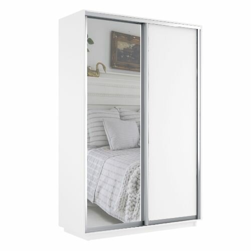 Шкаф-купе Экспресс 1,6 ДСП/зеркало Белый снег (высота 2400)