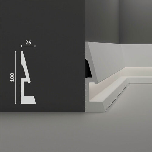 Изображение товара Плинтус дюрополимер напольный Decostar (Декостар), 100х26х2000 мм, SK49 белый