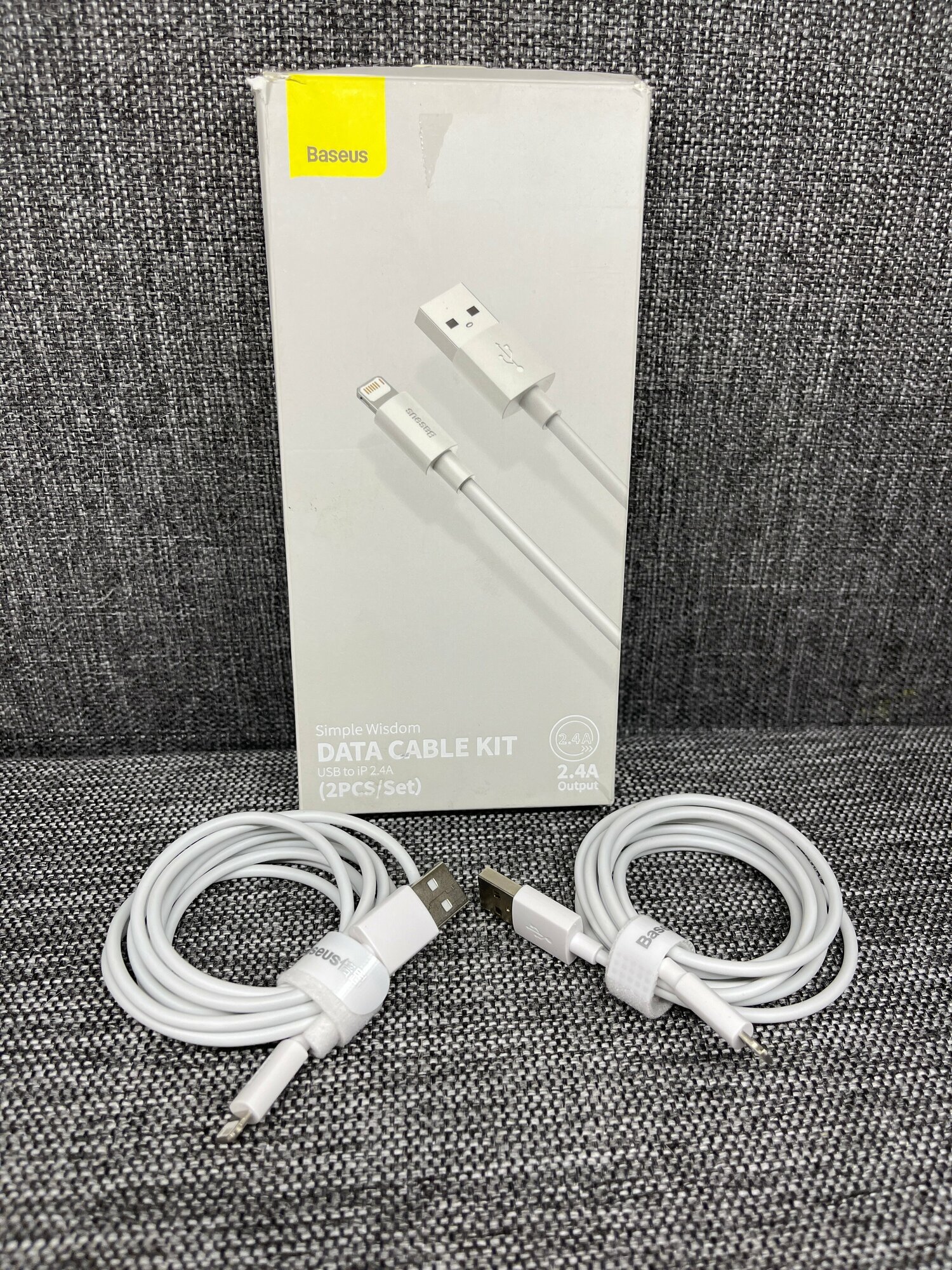 Дата-кабель Baseus Simple Wisdom Kit TZCALZJ-02, USB - Lighting, 150см, белый, 2 шт