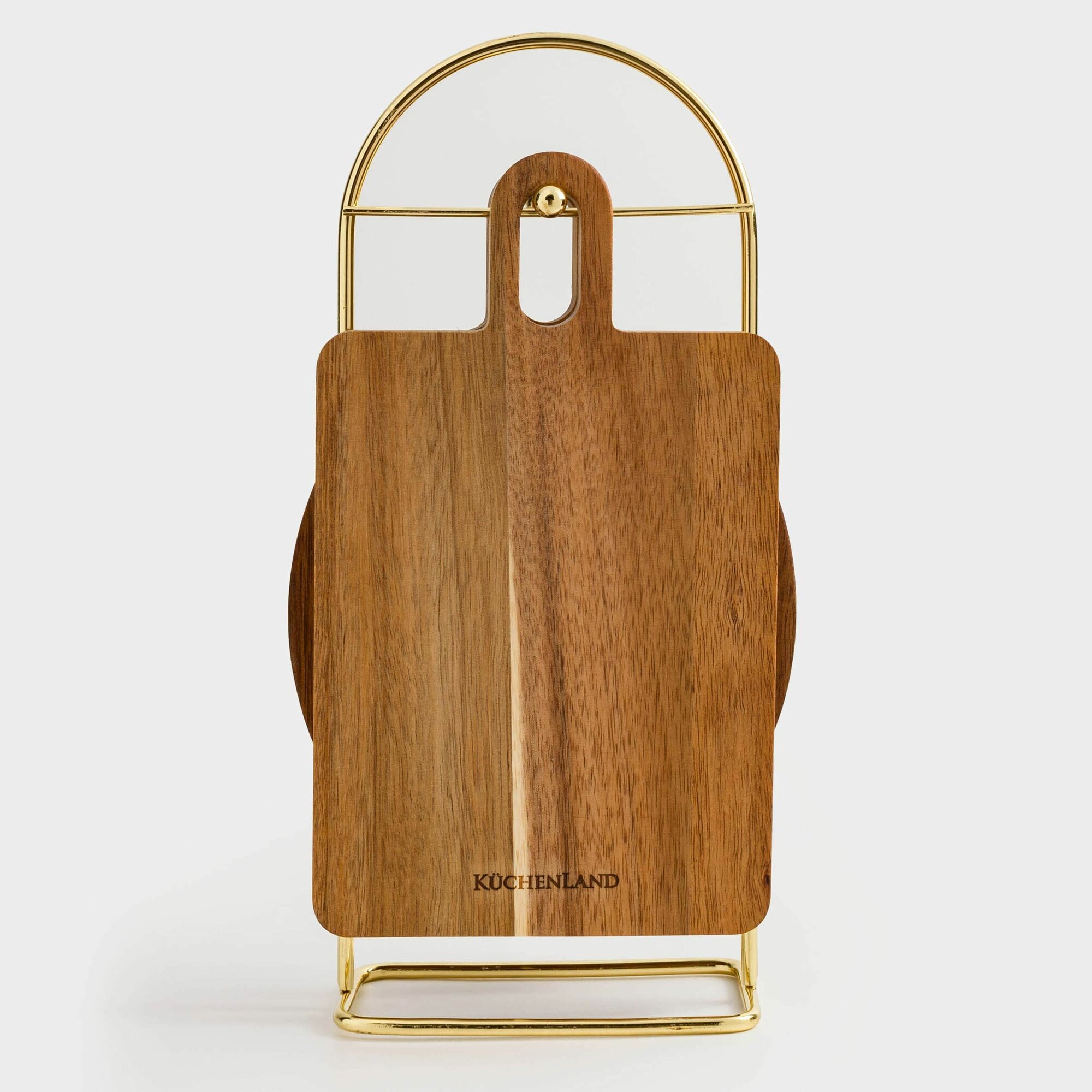 Изображение Набор досок разделочных, 2 шт, на подставке, дерево/сталь, прямоугольная/круглая, Noble tree