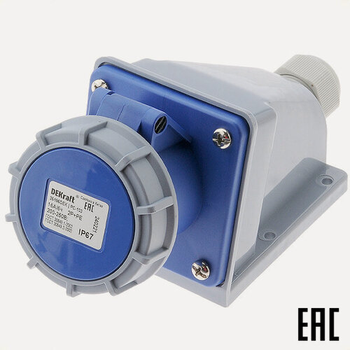 Изображение товара Розетка стационарная РС-103 26196DEK 16А 220В 2P+PE IP67 CEE113W-6 DEKraft