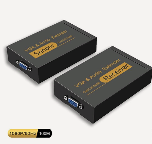 Изображение товара VGA +3,5 аудио удлинитель-Extender на 100 метров по витой паре Cat5/6 (RJ45))