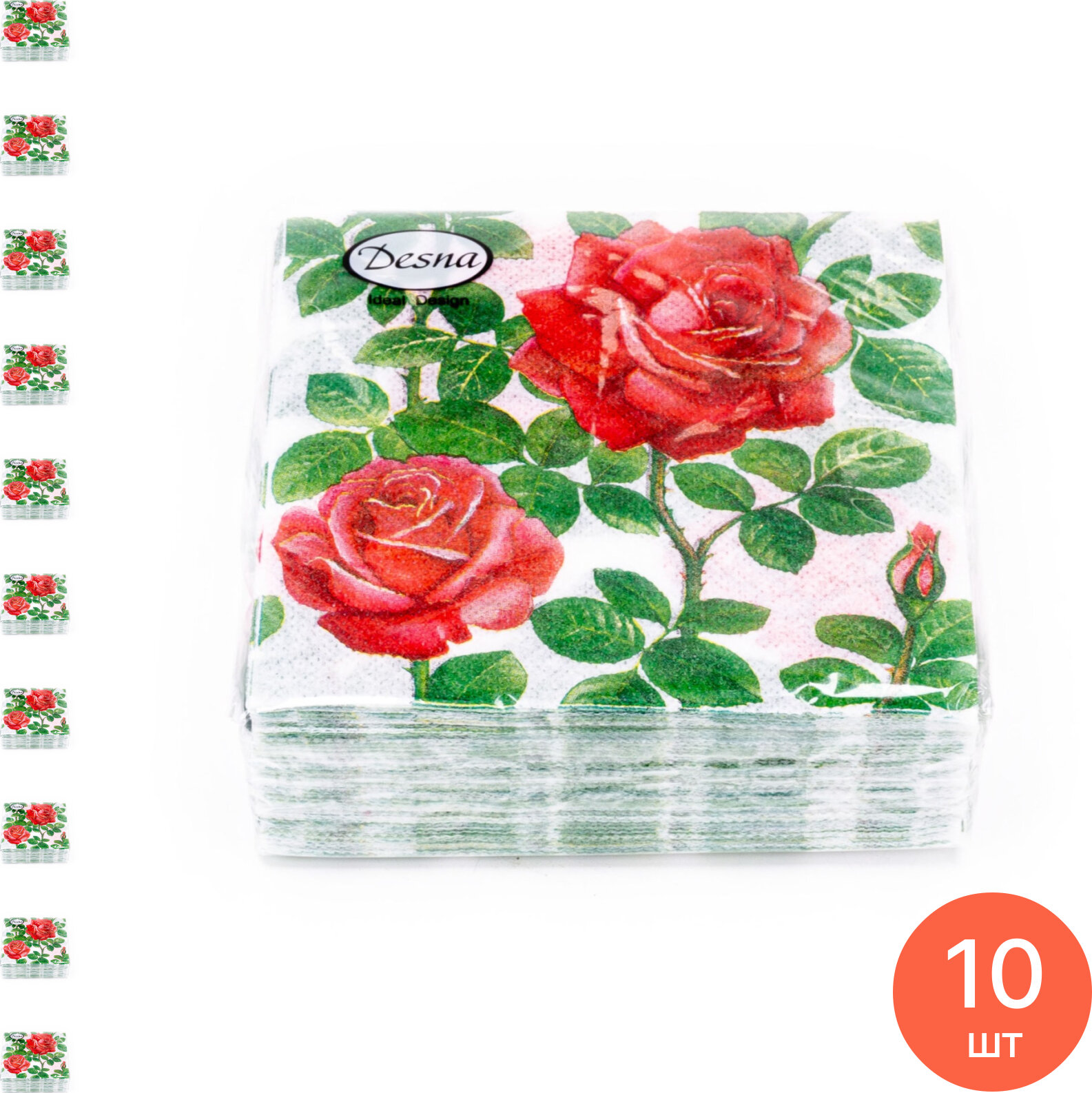Салфетки бумажные DESNA Design Английская роза 1 слой 25х25см 40шт. (комплект из 10 шт)