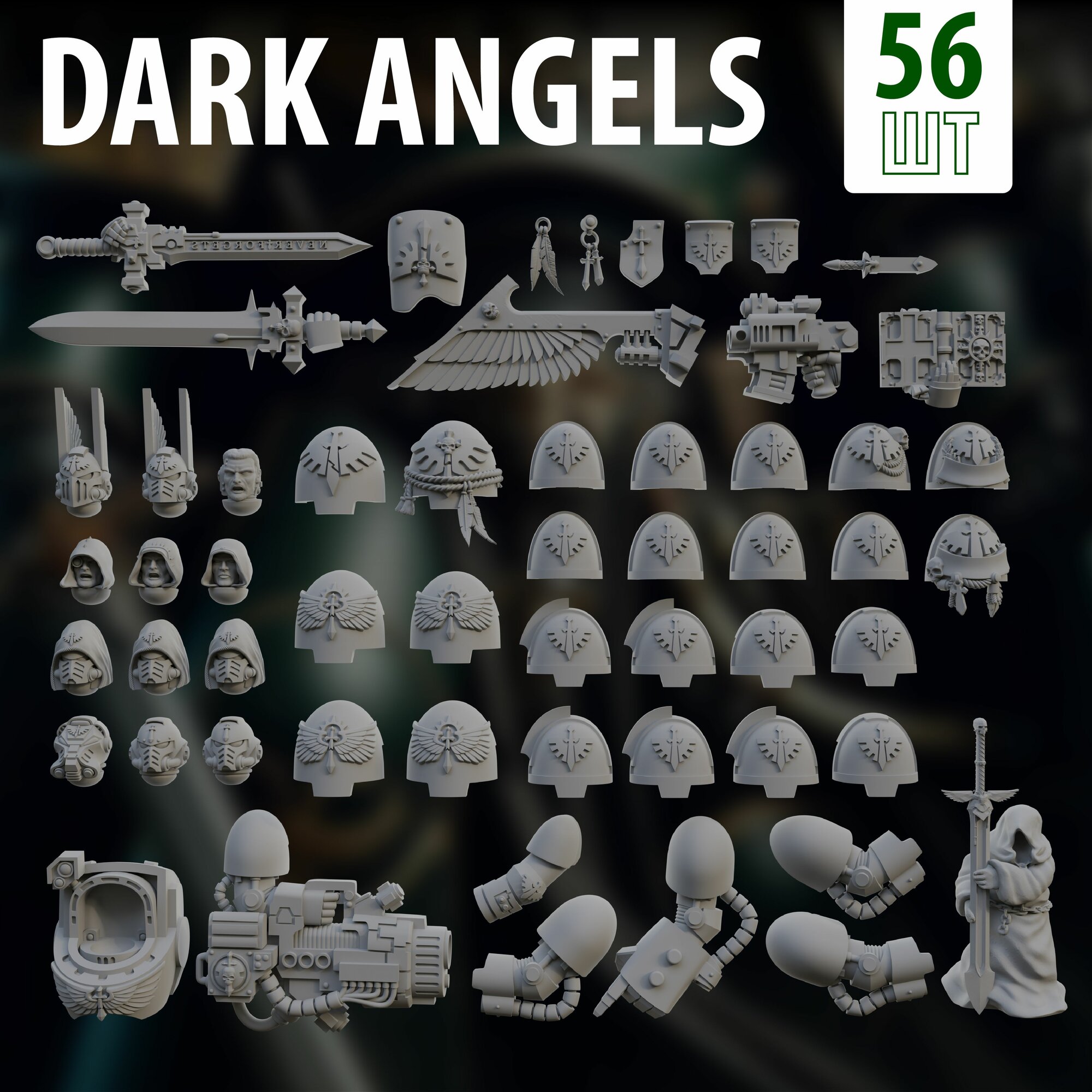 Warhammer 40000 Dark Angels Upgrade Pack / Набор битсов / Набор миниатюр для настольной игры