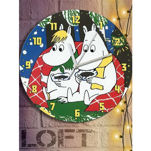 Настенные часы УФ с принтом мультфильм Муми тролли Moomin Снусмумрик Туве Янссон милота для детей - 7583 1340₽