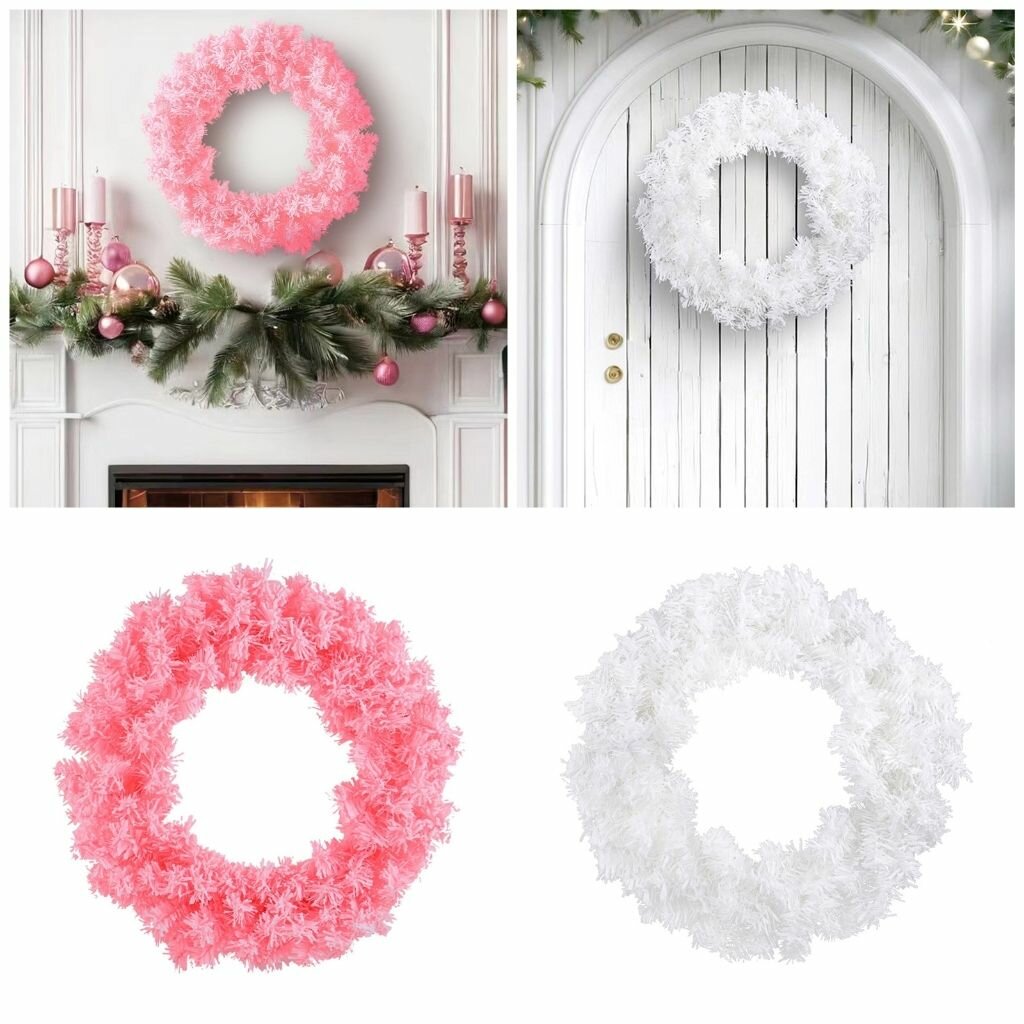 Рождественская имитация подвешивания гирлянды на дверь-розовый-40 см