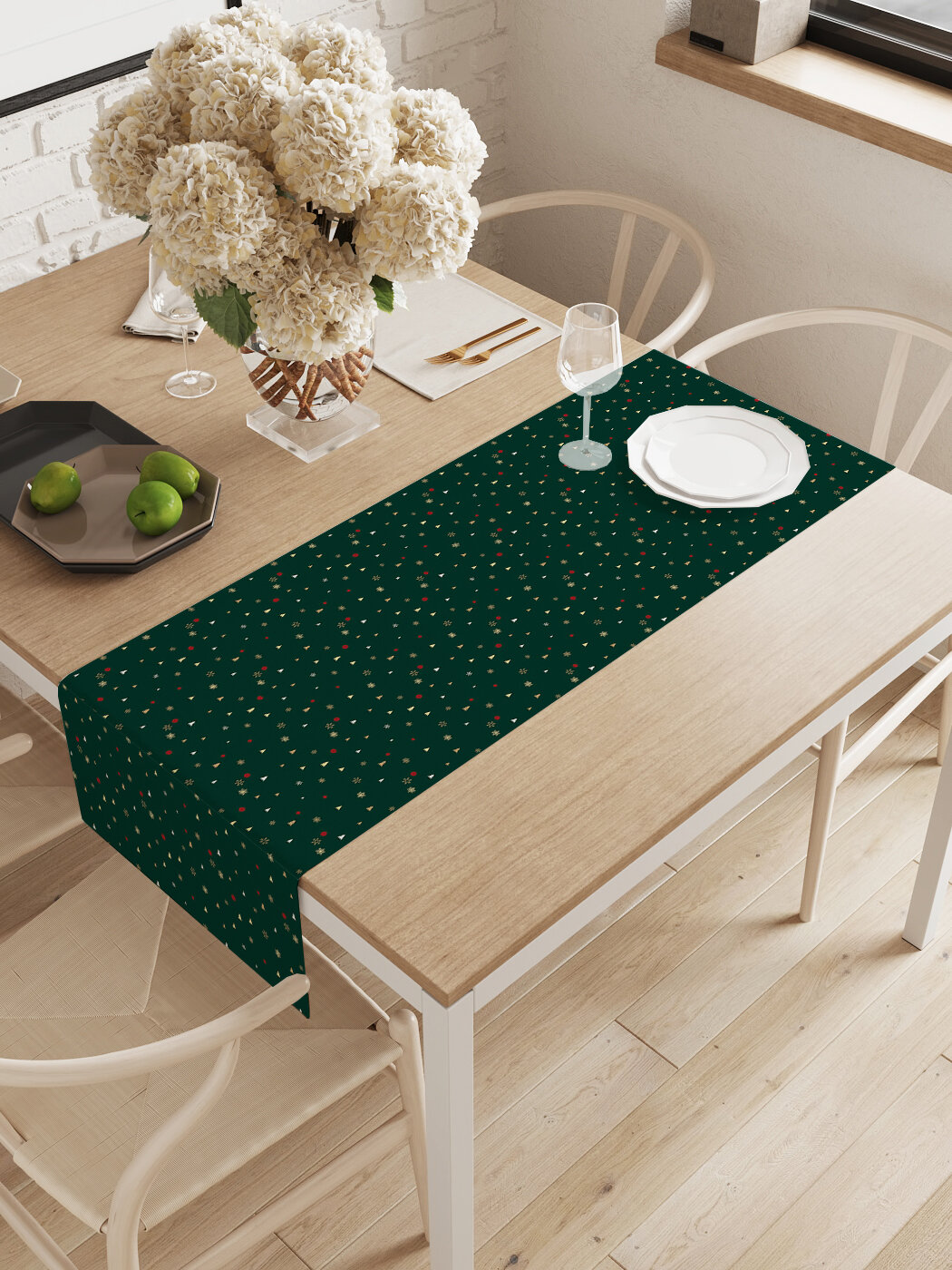 Декоративная водоотталкивающая дорожка для сервировки кухонная 145х40 