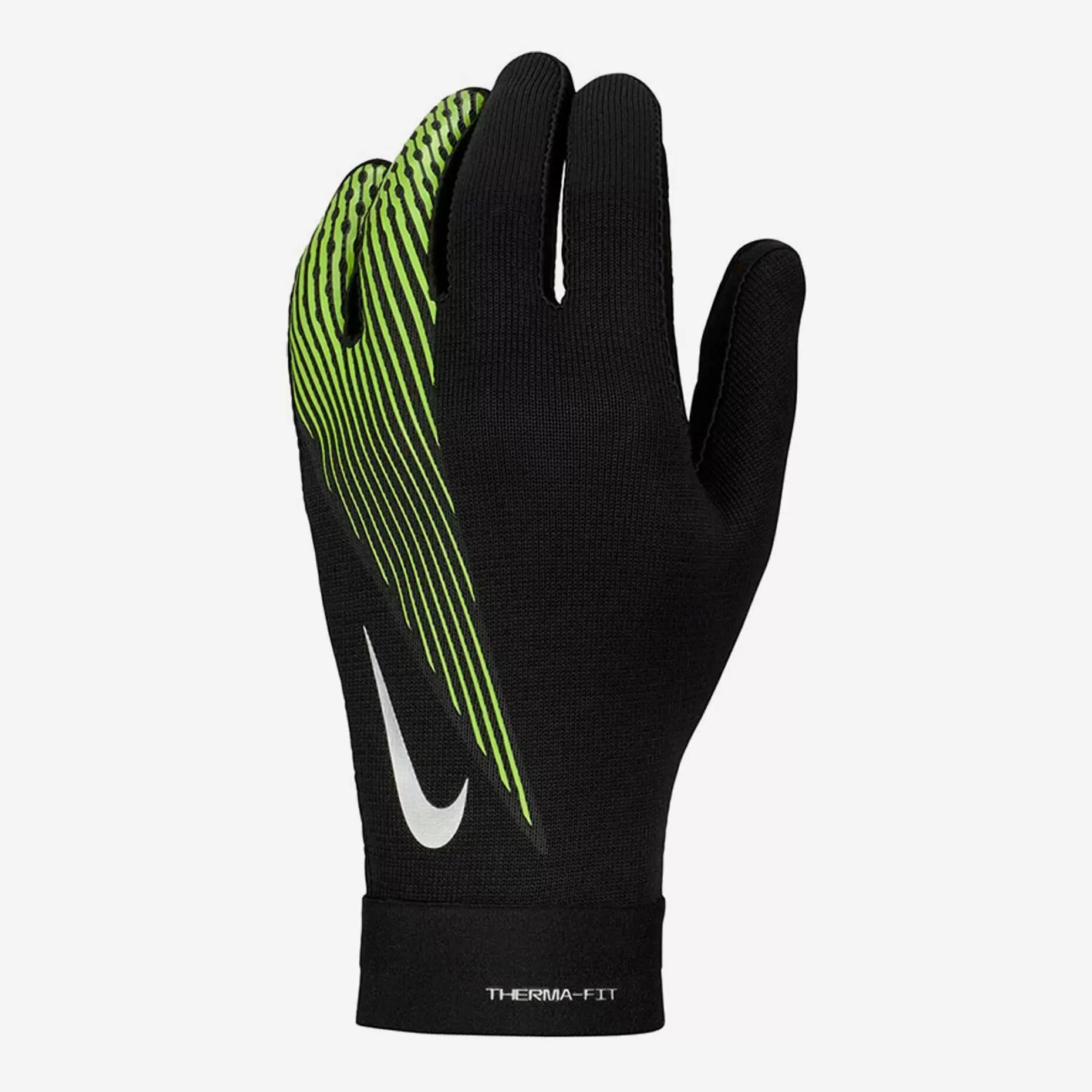 Перчатки NIKE ThermaFit Academy для мужчин, размер 22-23, черный/зеленый