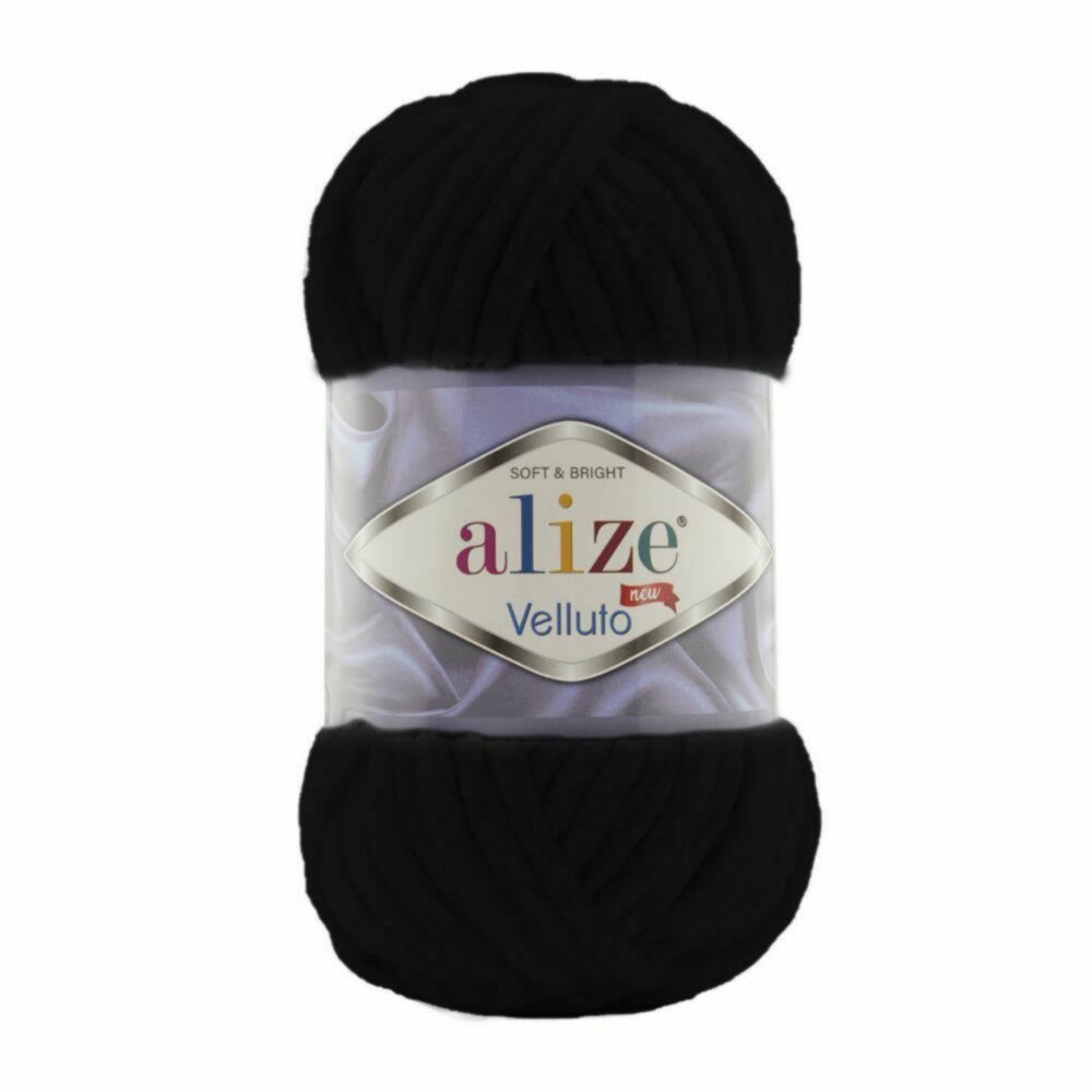 Пряжа для вязания Alize Velluto 60 черный 100 гр/68 м 100% микрополиэстер