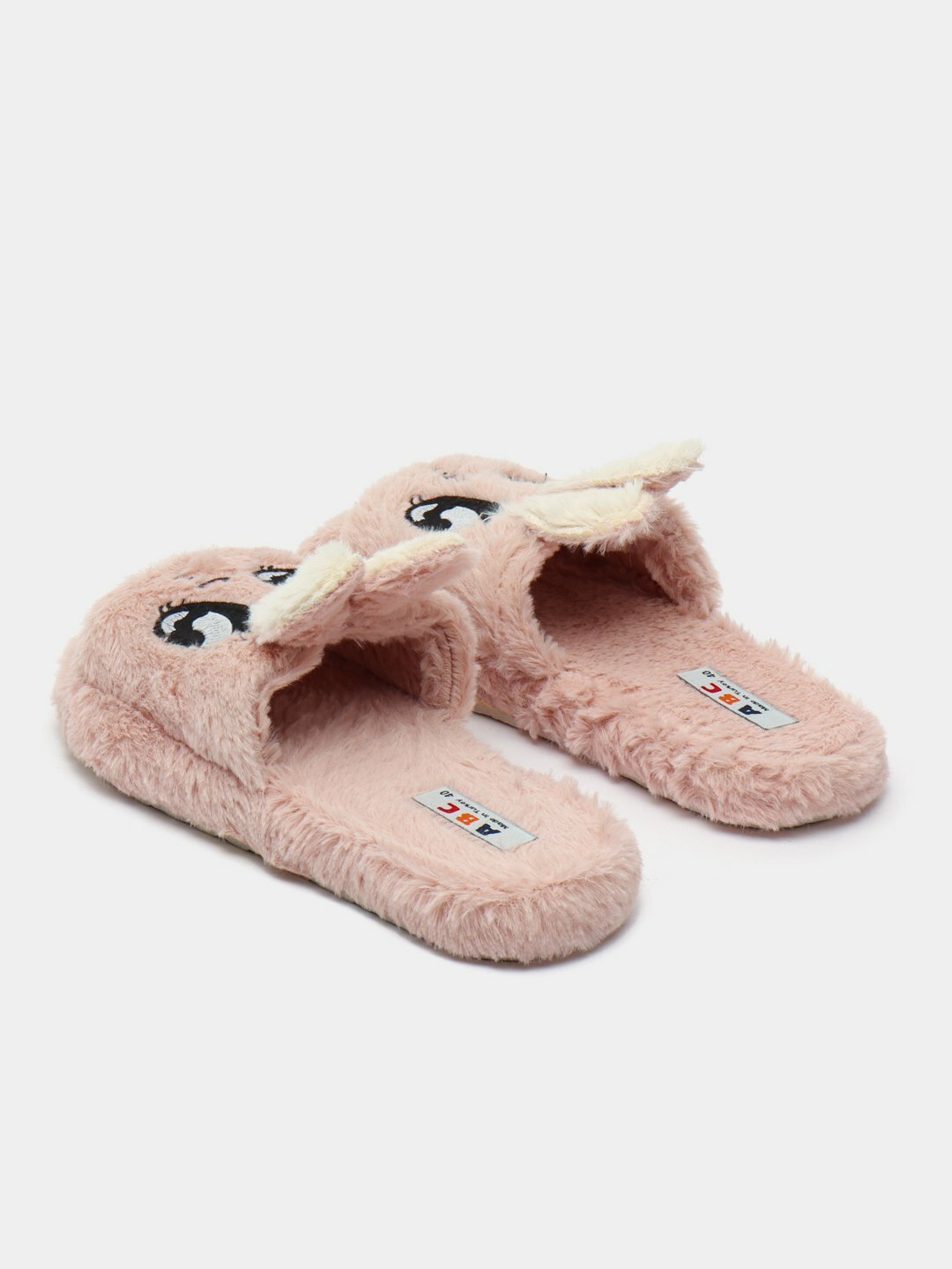 Тапочки Меховые тапочки «Заяц» – женские тёплые и уютные тапочки с ушками, размер 39, пыльная роза — фото 1