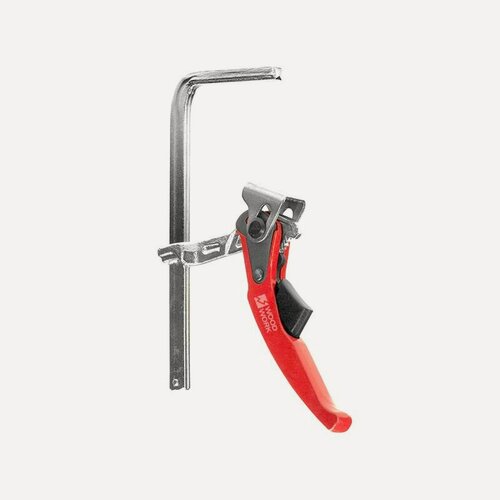 Изображение товара Струбцина кованая F-тип 160х60мм c рычажной рукояткой для установки в Т-паз. Усилие прижима до 160 кг