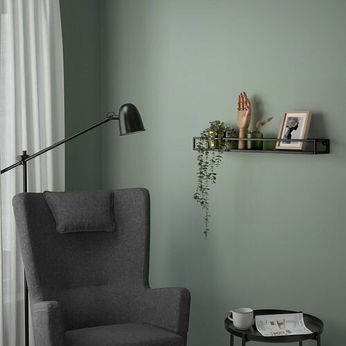 Настенная полка икеа LINDASEN, 75 см, антрацит — фото 1