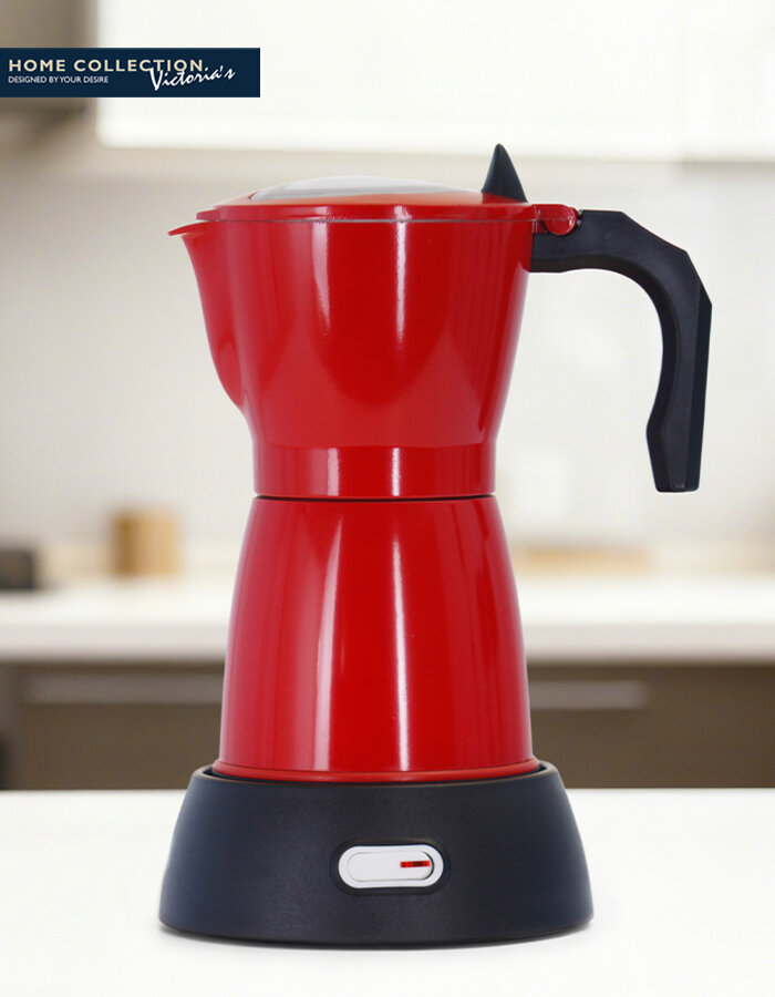 Гейзерная кофеварка Академия кофе на 6 чашек VHC красного цвета