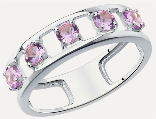 Изображение товара Кольцо, серебро, 925 проба, родирование, аметист