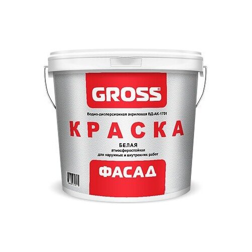 Краска GROSS фасад, цвет белый (База А), 1.4 кг