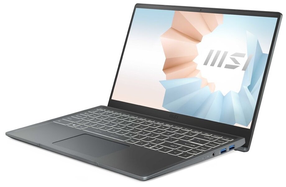 14 Ноутбук MSI Modern 14 B11MOU-636RU 1920x1080 Intel Core i5-1155G7 25 ГГц RAM 8 ГБ DDR4 SSD 512 ГБ Intel Iris Xe Graphics Windows 10 Home RU 9S7-14D334-636 серый