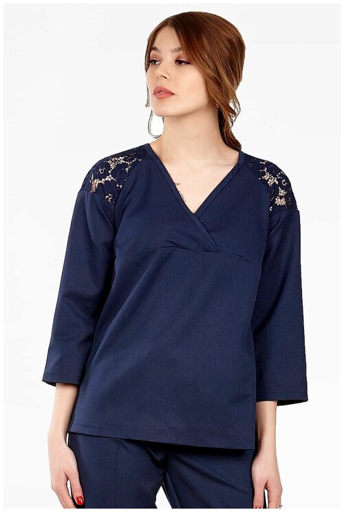 Блуза  SettyS Collection, повседневный стиль, свободный силуэт, размер 44, синий