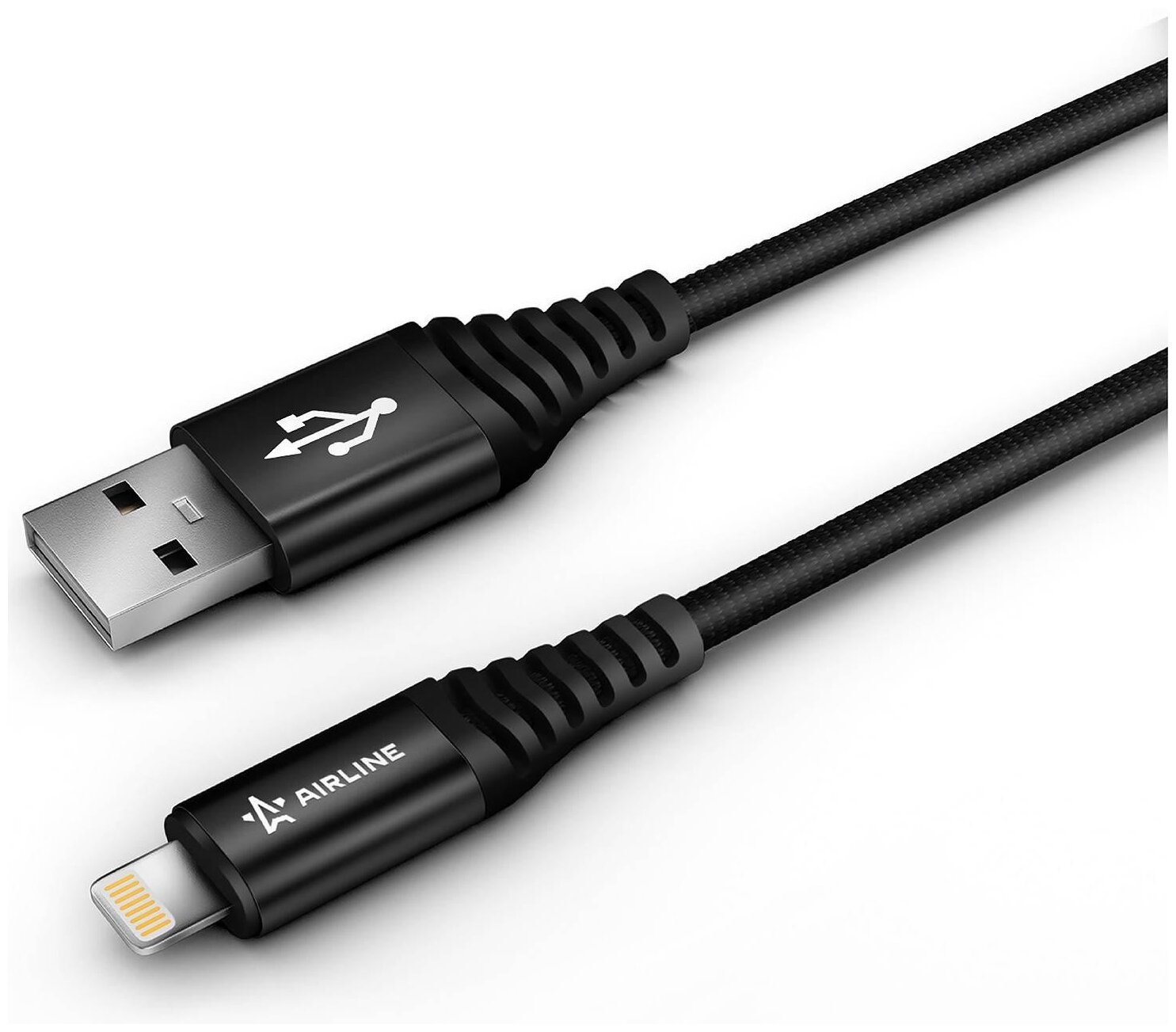 Кабель USB - Lightning (Iphone/IPad) 2м, черный нейлоновый