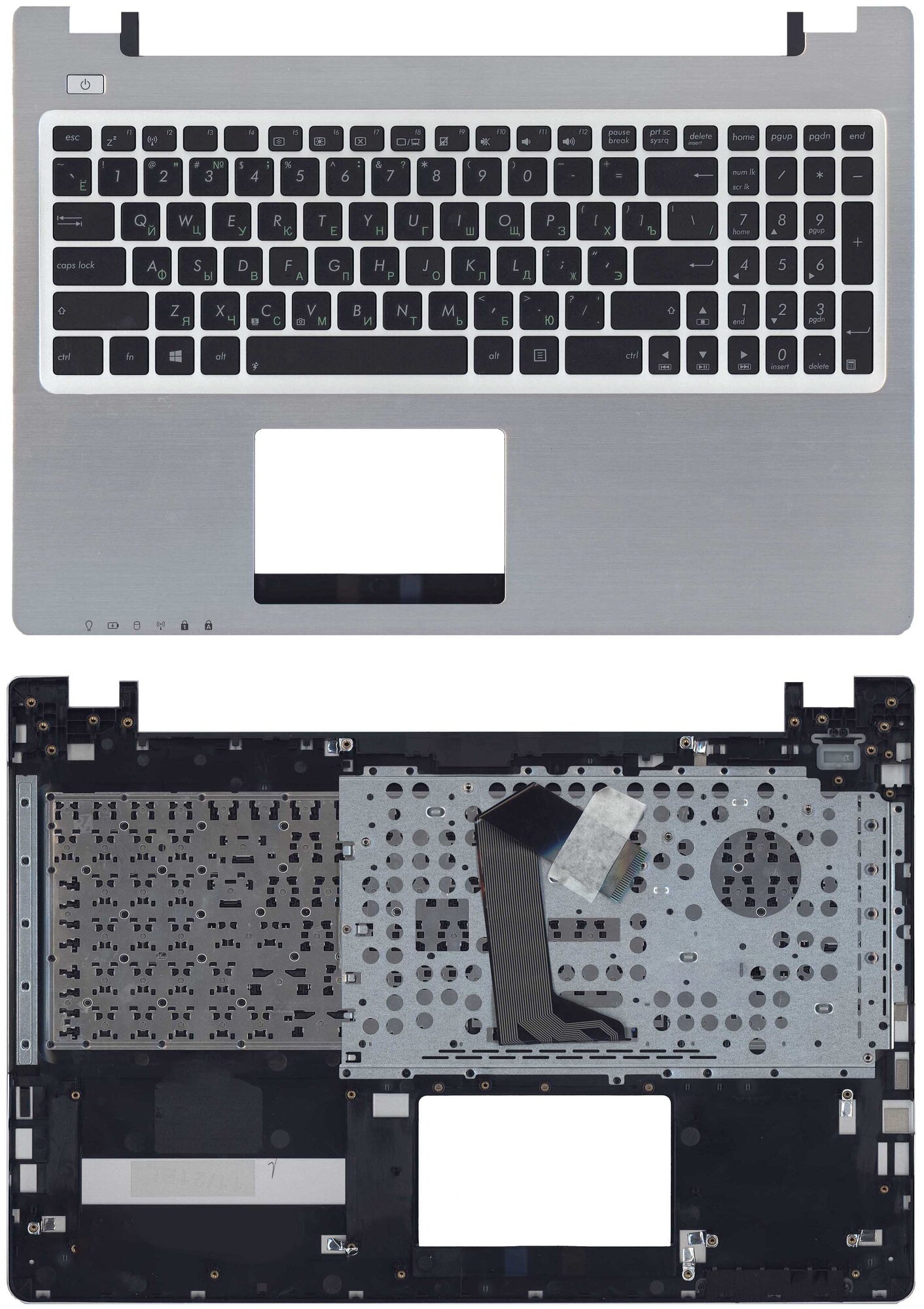 Клавиатура для ноутбука Asus K56 топ-панель черно-серебристая