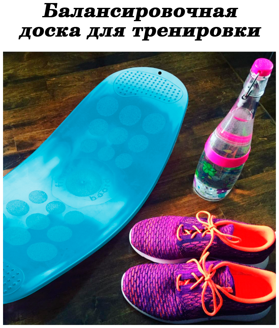Доска балансировочная/Доска для йоги/Балансборд/Доска для фитнеса/для тренировок (голубая)