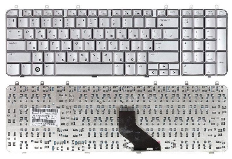 Клавиатура для ноутбука HP Pavilion dv7-1030eb серебристая 1640₽