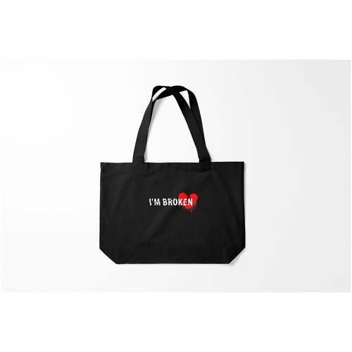 фото Сумка-шоппер / 46х35 см / прикольные надписи / настроение im broken с разбитым сердцем burnettie