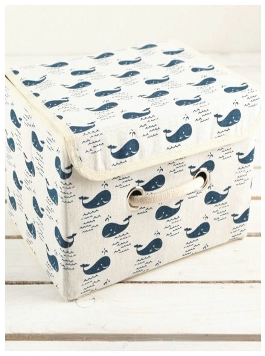 фото Органайзер для хранения / Коробка для хранения / Тканевая коробка 17х17х25 см, белый