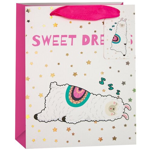 фото Пакет подарочный, сладкие мечты (лама альпака), белый, 23*18*10 см, 1 шт. дон баллон